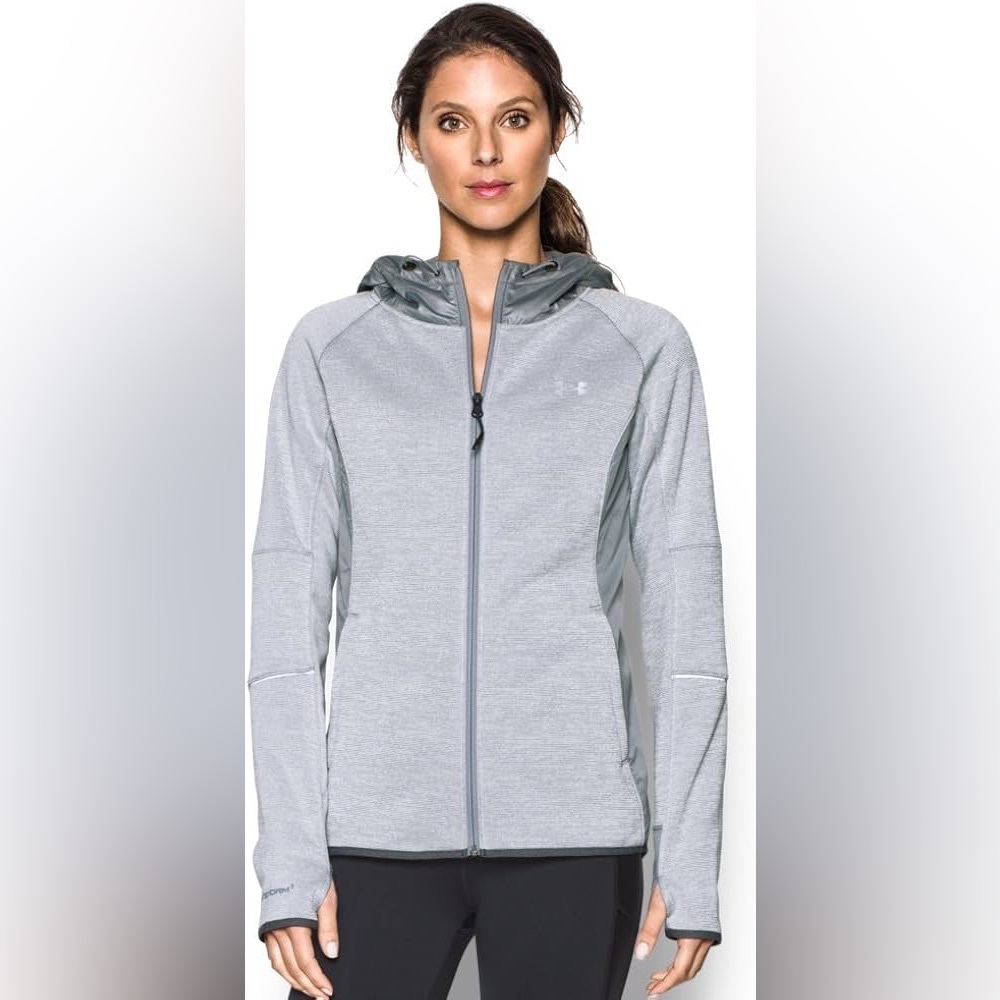 Under Armour Storm1 Hybrid Full Zip Hoodie Jacket Gray Fleece Medium